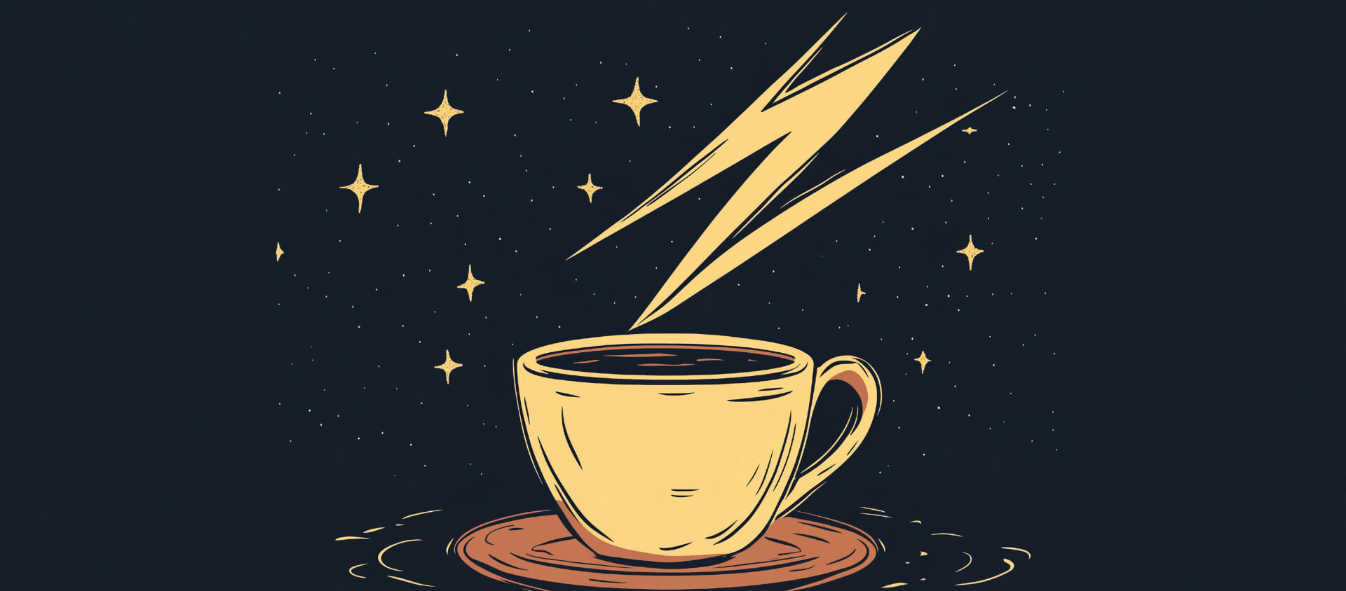 a lighting bolt strikes a coffee cup