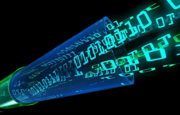 an abstract visual of binary code moving through the wire